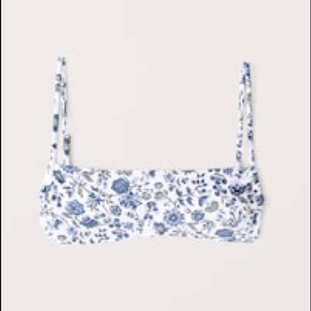Abercrombie & Fitch Blue and White Floral Bikini Top